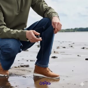 نیم بوت ضدآب مردانه قهوه ای لیورجی کد 6438